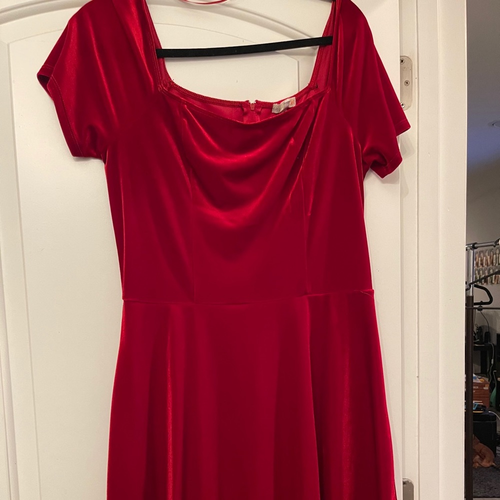 Red velvet skater dress